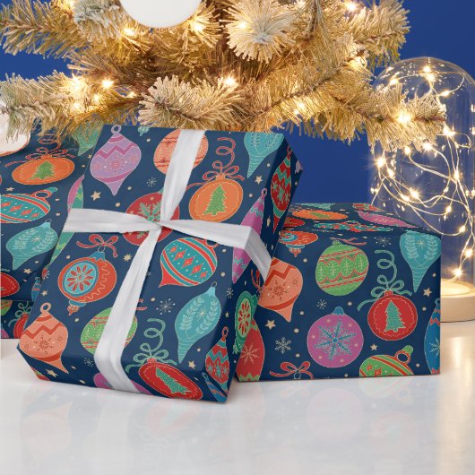 Multicolor Gold Weihnachtsbaum Dekoration Muster Geschenkpapier (Feiertage)