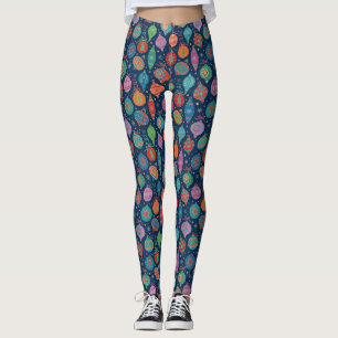 Multicolor Gold Weihnachtsbaum Dekoration Muster Leggings