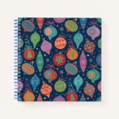 Multicolor Gold Weihnachtsbaum Dekoration Muster Notizblock (Vorderseite)