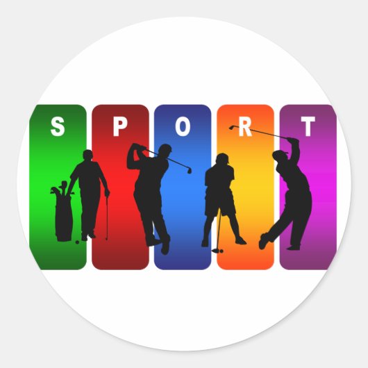 Multicolor Golf Emblem Runder Aufkleber (Vorderseite)