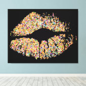 Multicolor Grit Glitzer Lips #8 Leinwanddruck (Insitu (Holzboden))