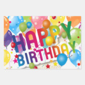 Multicolor Happy Birthday Flat Sheet Gift Wrap Geschenkpapier Set (Vorderseite)