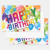 Multicolor Happy Birthday Flat Sheet Gift Wrap Geschenkpapier Set