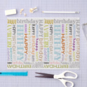 Multicolor Happy Birthday Typografy Tissue Paper Seidenpapier (Handwerk)