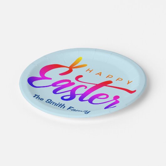 Multicolor Happy Oaster Pappteller (Schrägansicht)