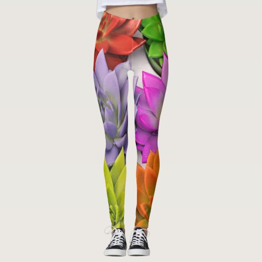Multicolor hell lotus Blume Leggings (Vorderseite)