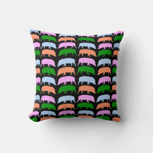 Multicolor Hogs Pink Blue Green Orange Pillow Kissen