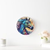 Multicolor Horse 22 farbenfroh Runde Wanduhr (Zuhause)