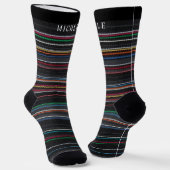 Multicolor-Individuelle Name mit schwarzem Hinterg Socken (Gewinkelt)