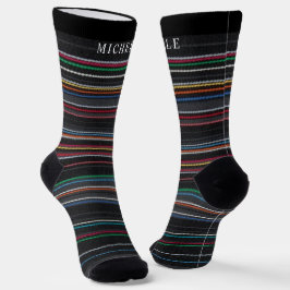 Multicolor-Individuelle Name mit schwarzem Hinterg Socken
