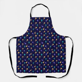 Multicolor jelly fish pattern on blue background schürze