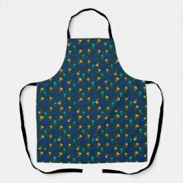 Multicolor jelly fish pattern on blue background schürze