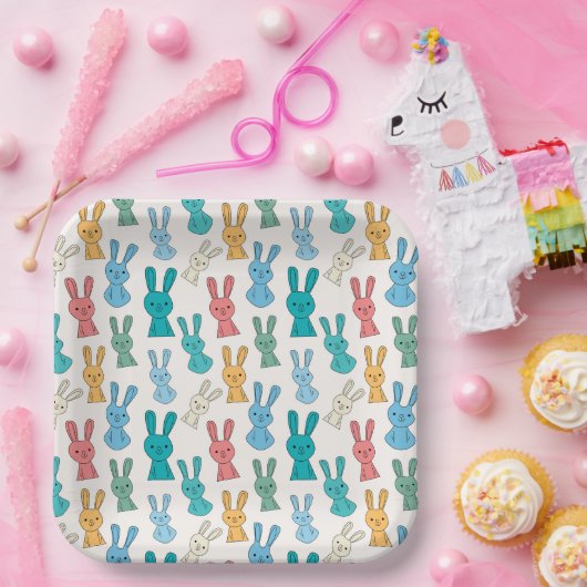 Multicolor-Kaninchen-Cartoon Pappteller (Party)