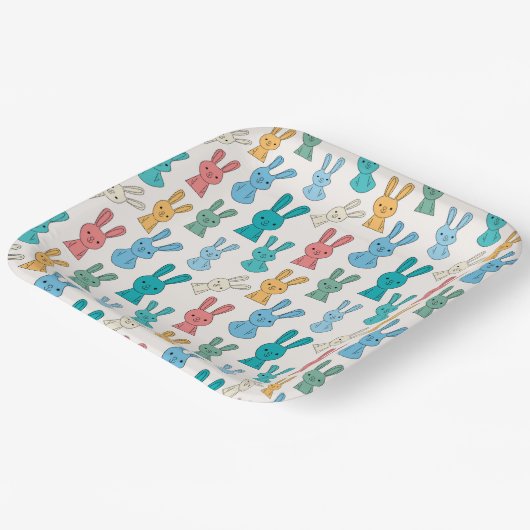 Multicolor-Kaninchen-Cartoon Pappteller (Gewinkelt)