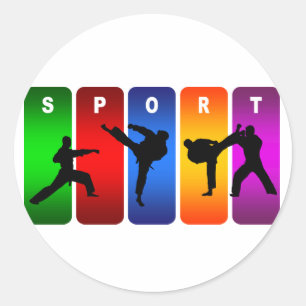 Multicolor Karate Emblem Runder Aufkleber