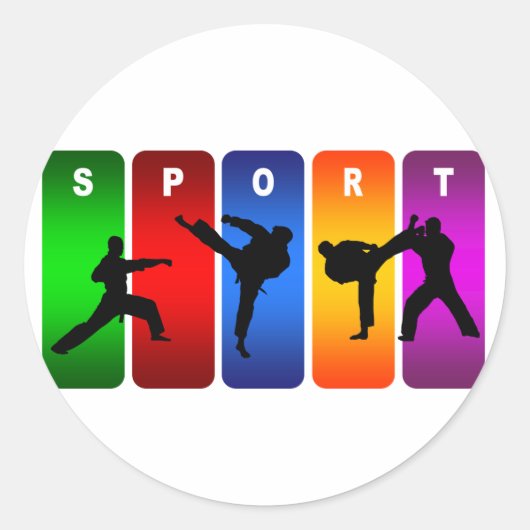 Multicolor Karate Emblem Runder Aufkleber (Vorderseite)