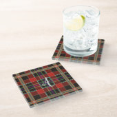 Multicolor Kariert (Tartan) Monogramm, Name Custom Glasuntersetzer (Schrägansicht)