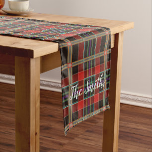 Multicolor Kariert (Tartan) Monogramm, Name Custom Großer Tischläufer