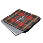 Multicolor Kariert (Tartan) Monogramm, Name Custom Laptopschutzhülle (Vorne Knopf)