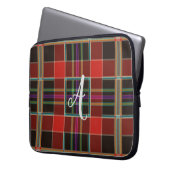 Multicolor Kariert (Tartan) Monogramm, Name Custom Laptopschutzhülle (Vorderseite Links)
