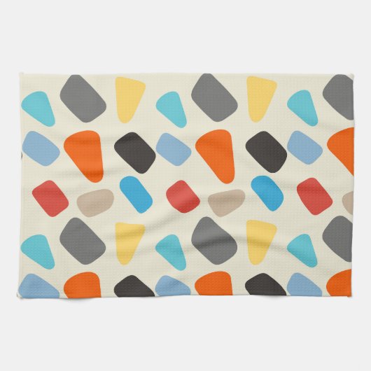 Multicolor-Kieselsteine im weißen Hintergrund Geschirrtuch (Horizontal)