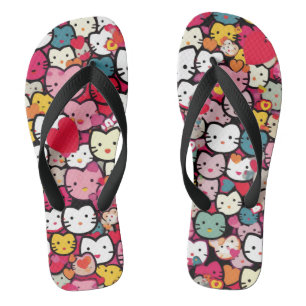Multicolor Kitty Face Flip Flops Badesandalen