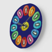 Multicolor-Kiwi-Muster Große Wanduhr (Winkel)
