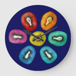 Multicolor Kiwi Muster Große Wanduhr