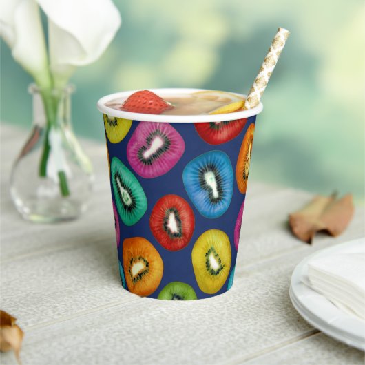 Multicolor Kiwi Muster Pappbecher (In Situ)