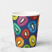 Multicolor Kiwi Muster Pappbecher (Vorderseite)
