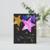 Multicolor leuchtende Sterne - Frohe Weihnachten! Postkarte (Stehend Vorderseite)