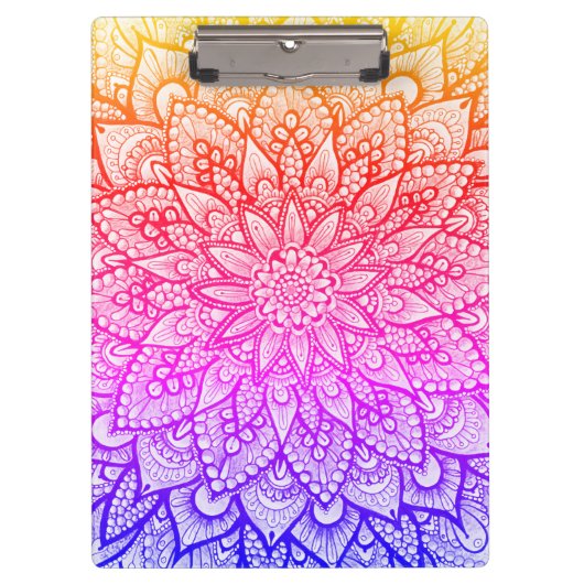 Multicolor-Mandala-Design Original-Kunst Klemmbrett (Vorderseite)