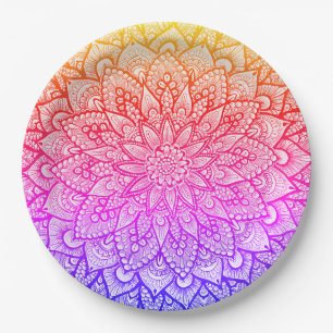 Multicolor-Mandala-Design Original-Kunst Pappteller