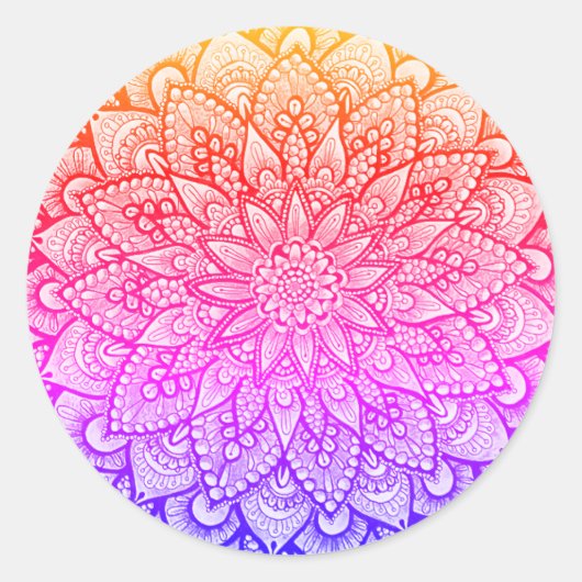 Multicolor-Mandala-Design Original-Kunst Runder Aufkleber (Vorderseite)