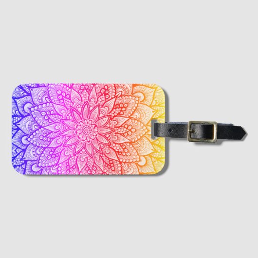 Multicolor-Mandala-Design Originalkunst Gepäckanhänger (Vorderseite (Horizontal))