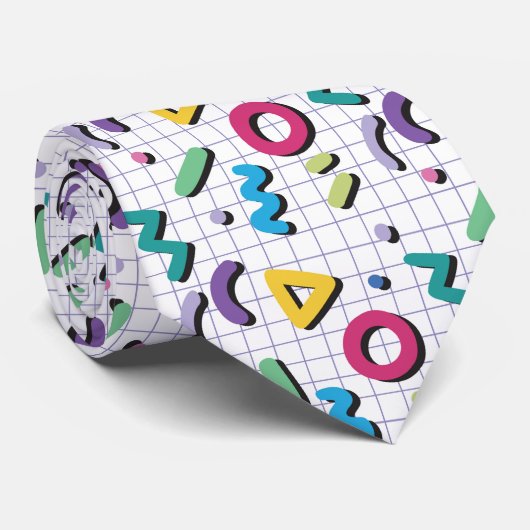 Multicolor-Memphis-Muster Krawatte (Gerollt)