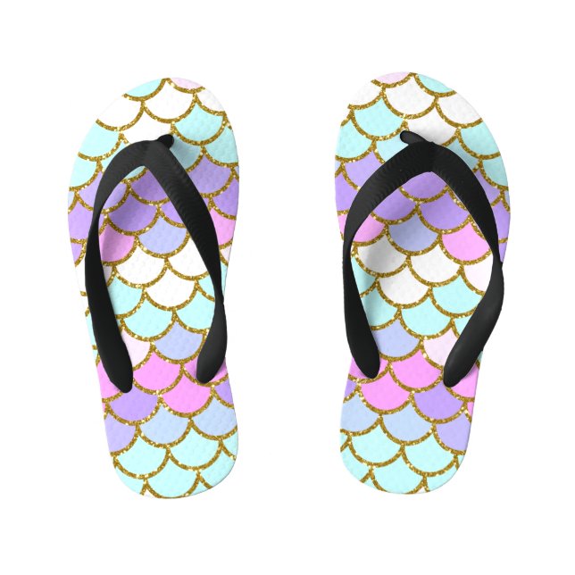 Multicolor Mermaid Scales Kinderbadesandalen (Fußbett)