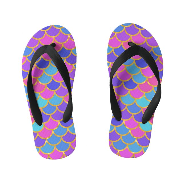 Multicolor Mermaid Scales Kinderbadesandalen (Fußbett)