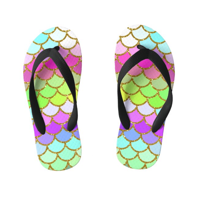 Multicolor Mermaid Scales Kinderbadesandalen (Fußbett)