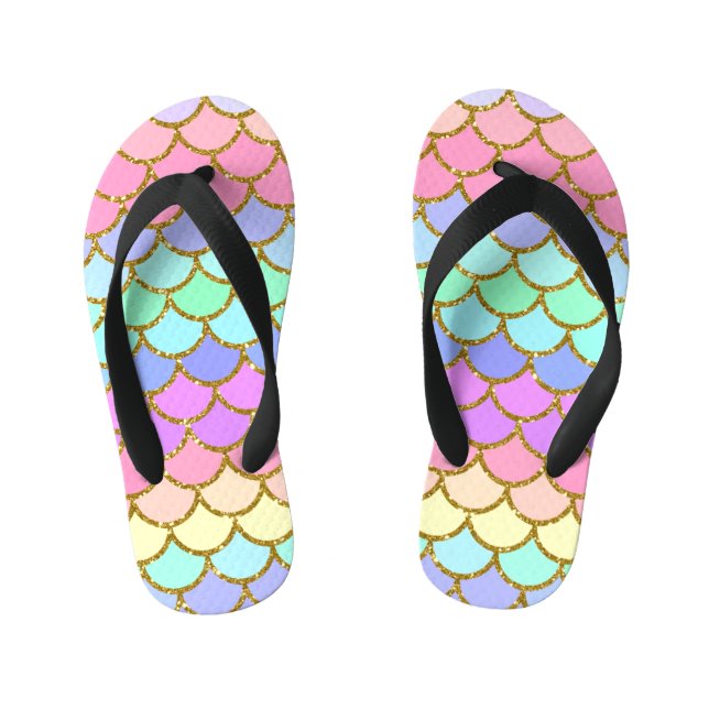 Multicolor Mermaid Scales Kinderbadesandalen (Fußbett)