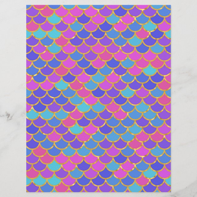 Multicolor Mermaid Scales Scrapbook Paper (Vorderseite)