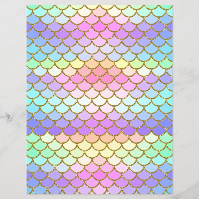 Multicolor Mermaid Scales Scrapbook Paper (Vorderseite)