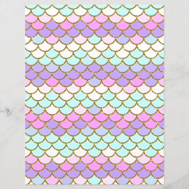 Multicolor Mermaid Scales Scrapbook Paper (Vorderseite)