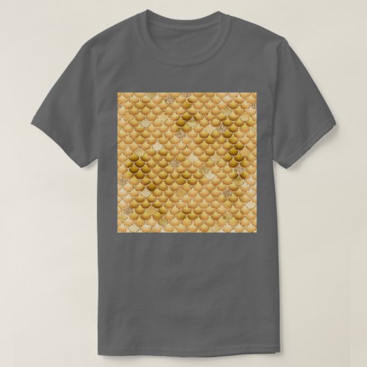 Multicolor Mermaid Schwanz Scales mit Gold Glitzer T-Shirt (Design vorne)