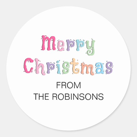 Multicolor Merry Christmas Classic Round Sticker (Vorderseite)