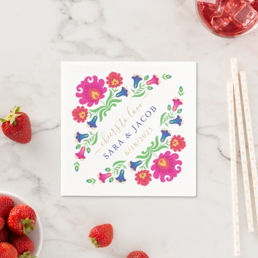 Multicolor Mexican Floral Cocktail Napkin Serviette (Beispiel)