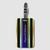 Multicolor mit Namen auf blauem Schwarz und golden Gepäckanhänger (Vorderseite Vertikal)
