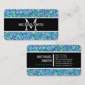 Multicolor Modern Grit Glitzer Monogram #8 Visitenkarte (Vorne/Hinten)