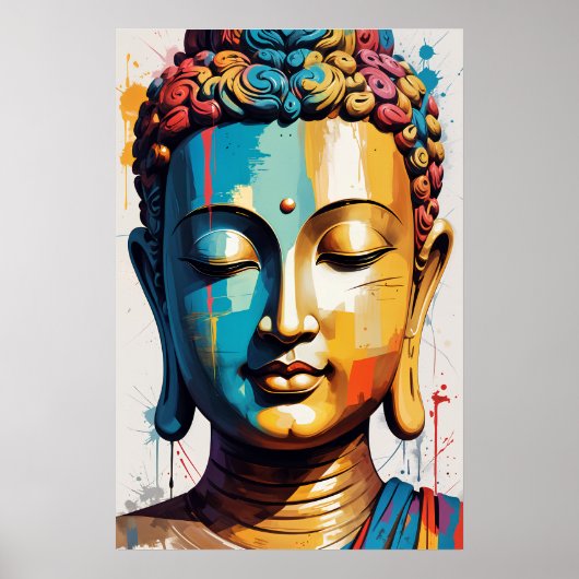 Multicolor Moderne Kunst Buddha Poster (Vorne)