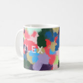 Multicolor Moderner Personalisierter Name Blau Grü Kaffeetasse (Vorderseite Links)
